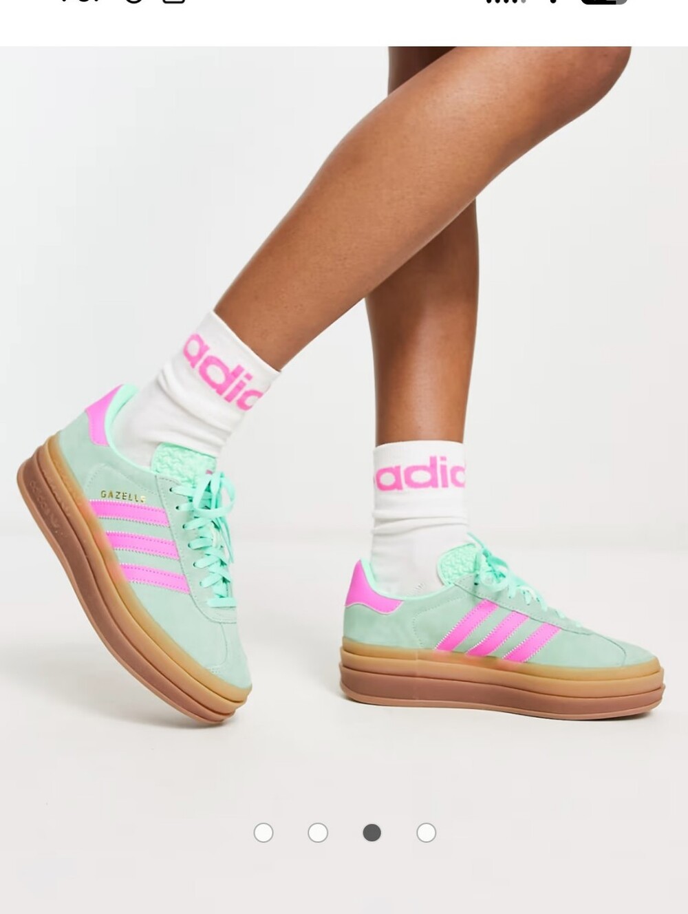 adidas Originals Gazelle Bold platform sneakers pulse mint screaming pink